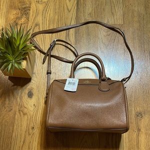 Coach brown leather crossbody bag